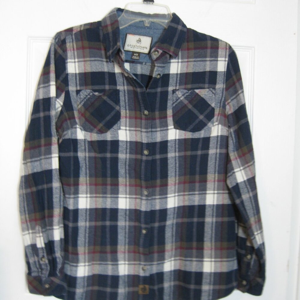 Legendary WhiteTails Flannel Shirt Jacket Fleece Plaid Button Up Shacket sz M
